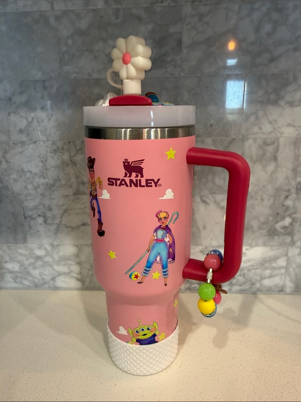 Stanley Pink Tumbler with Toy story decoration and Charm